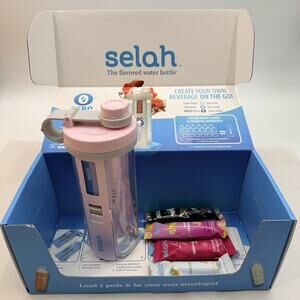 Selah Pink Hydration Flavored Water Bottle Set with 4 Flavor Pods
